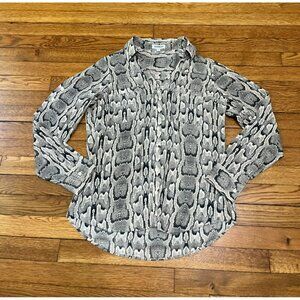 Express Sheer Snakeskin Print Portofino Shirt Women's Size Small Blouse